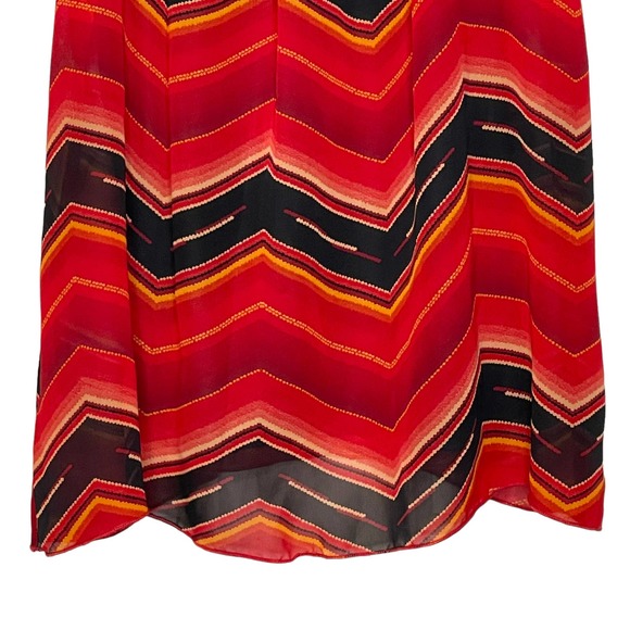 By & By Tank Blouse Size Medium Red Black Striped Womens‎ Lined Top Polyester - Picture 3 of 8